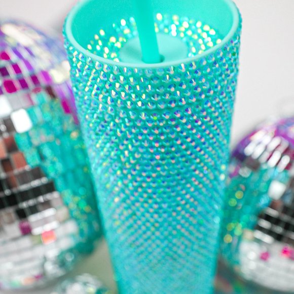 Turquoise Rhinestone Straw Cup - Picture 2 of 9